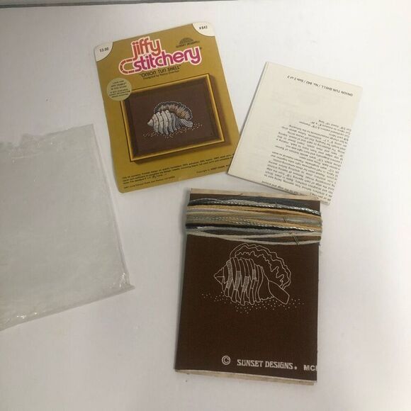 1977 jiffy stitchers onion tun shell kit 842 crewel embroidery - Picture 4 of 7